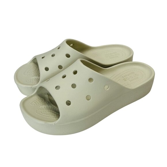 Crocs Women’s Beige Slide Sandals Lightweight Casual Comfort Shoes Size 8 - Picture 6 of 10